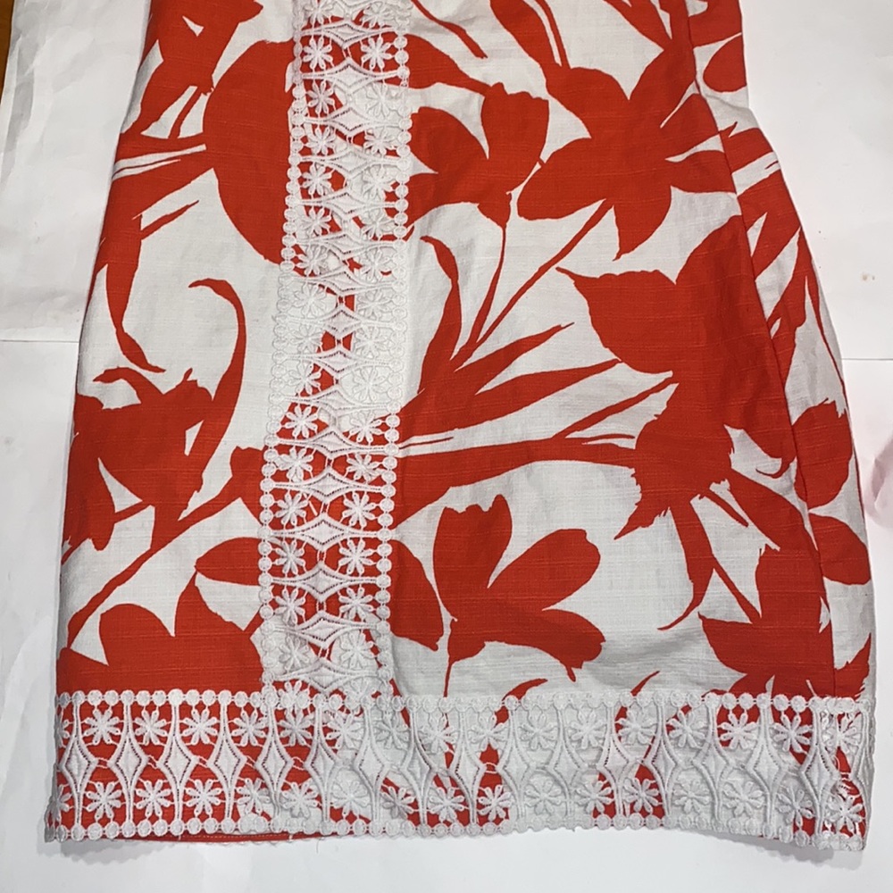 Eliza J Floral Shift Dress Orange White Sleeveless A Lined summer Dress size 2 - Picture 7 of 10